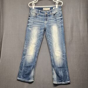 BKE Payton Jeans Women 27 Blue Cropped 30x25 Cotton Blend Stretch ABK829 Preppy